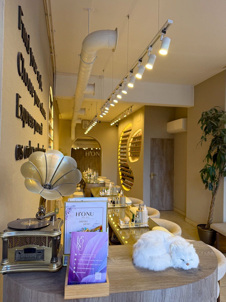 Luxury manicure in Hampstead London with elegant nail spa interior and premium beauty care setup