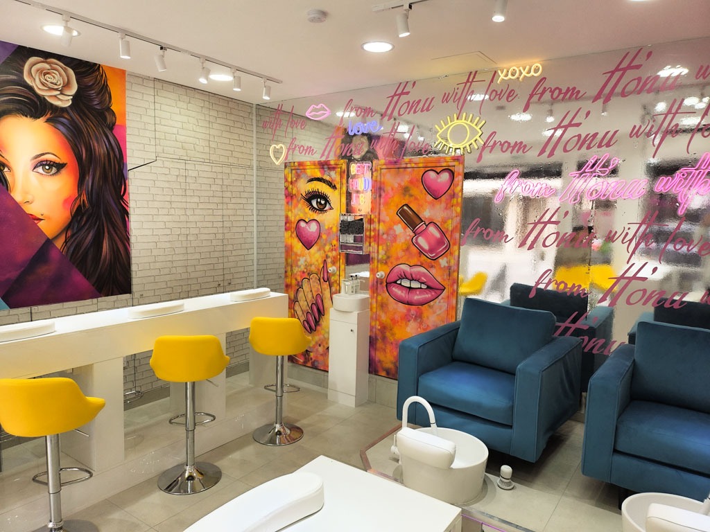 Luxury nail bar in Farringdon London with modern manicure stations and stylish professional setup